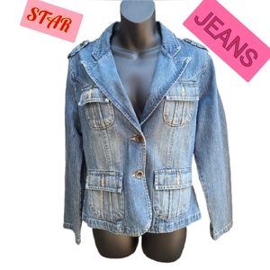 STAR JEANS DISTRESSED TWO BUTTON BLAZER